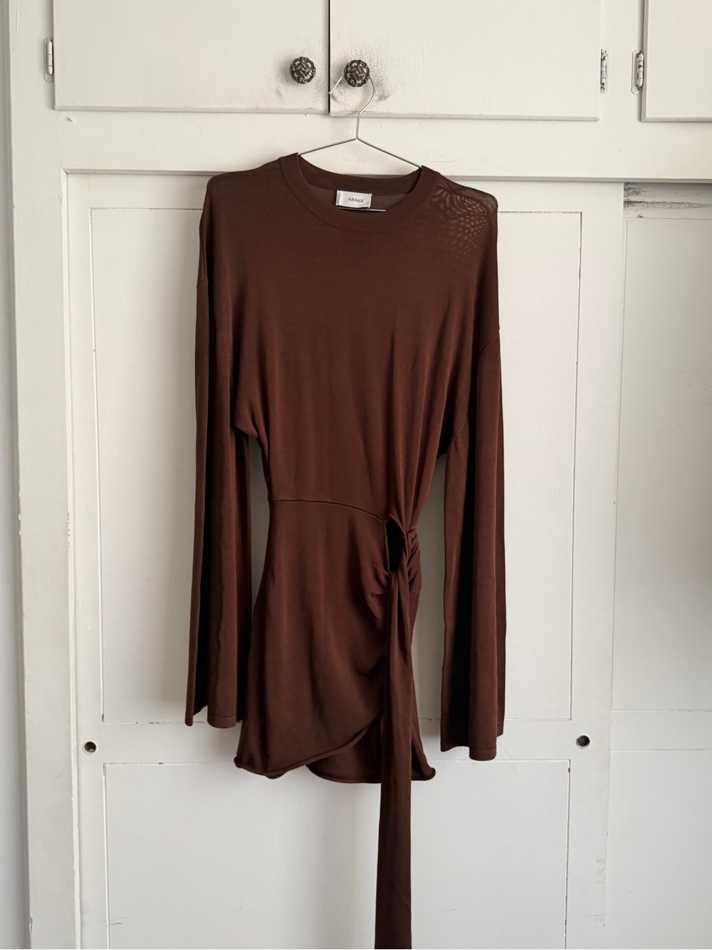 Arakii Draped Long Sleeve Dress - Brown